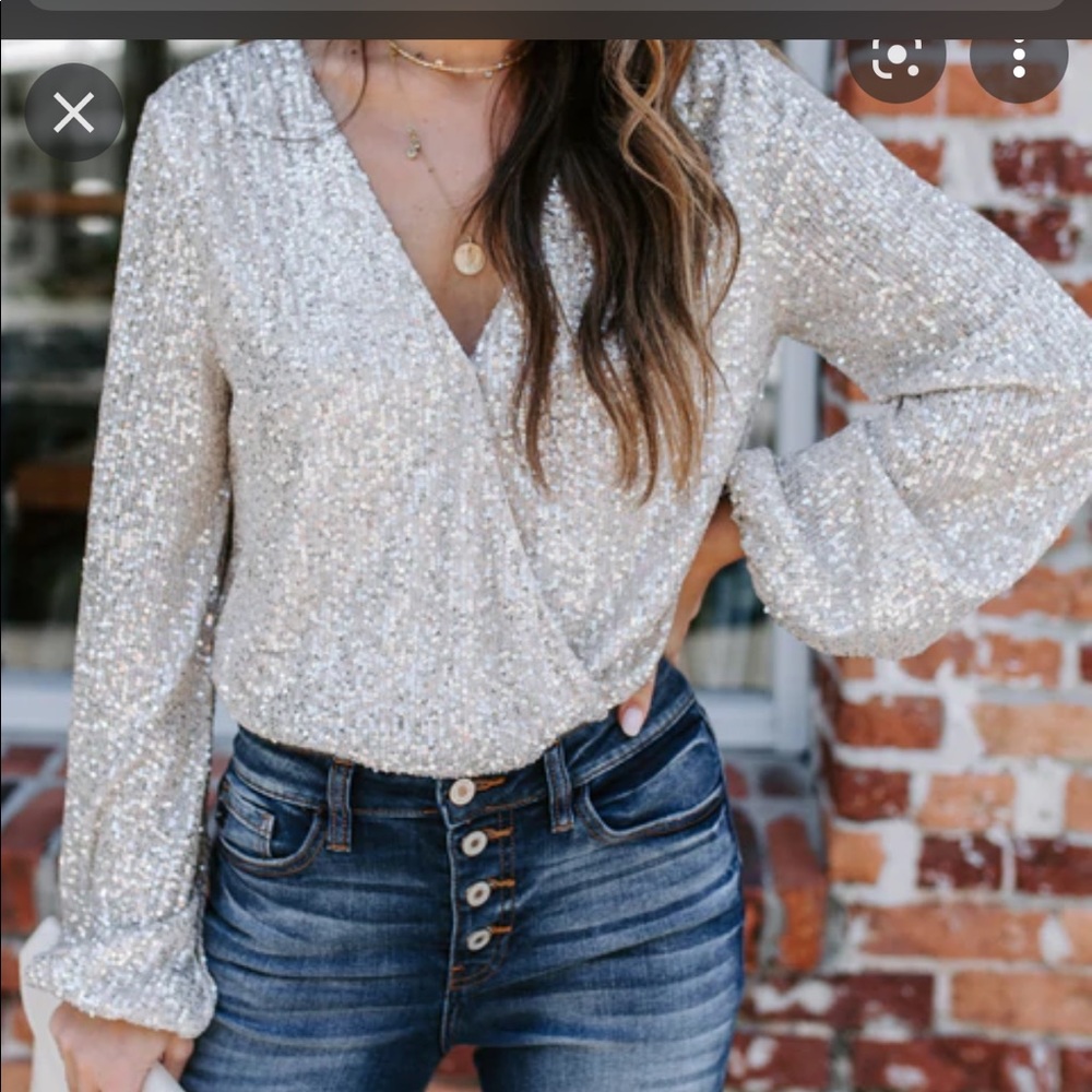 Siler & gold sequin drape bodysuit